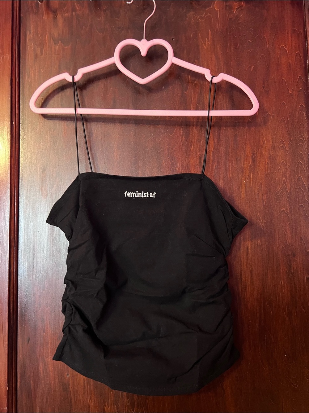 Forever 21 Black 'feminist af' Spaghetti Strap Camisole
